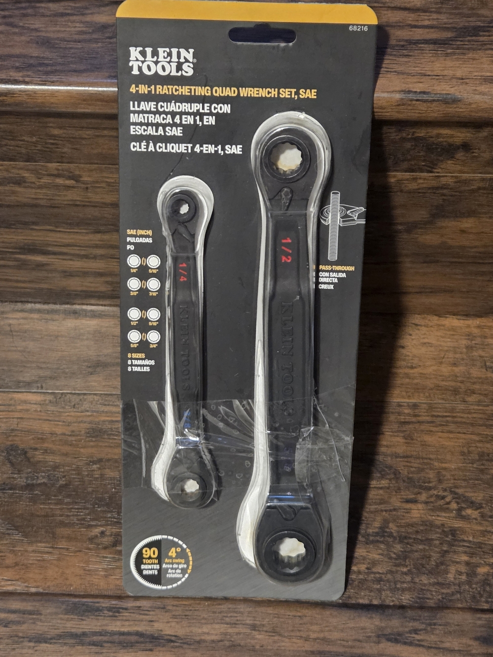 Klein Tools 68216 4-in-1 Ratcheting Wrench Set, SAE, 2 Pc.